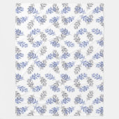 Blau-graues botanisches Aquarellmuster Fleecedecke (Vorderseite)
