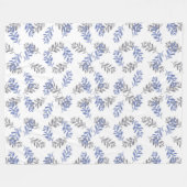 Blau-graues botanisches Aquarellmuster Fleecedecke (Vorderseite (Horizontal))