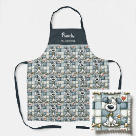 Blau-graues Patchwork-Hundemuster Haustier-Pfleger Schürze