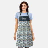 Blau-graues Patchwork-Hundemuster Haustier-Pfleger Schürze (Getragen)