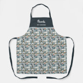 Blau-graues Patchwork-Hundemuster Haustier-Pfleger Schürze (Vorderseite)