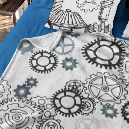 Blau-graues weißes Muster für Boys Room Dekoration Fleecedecke