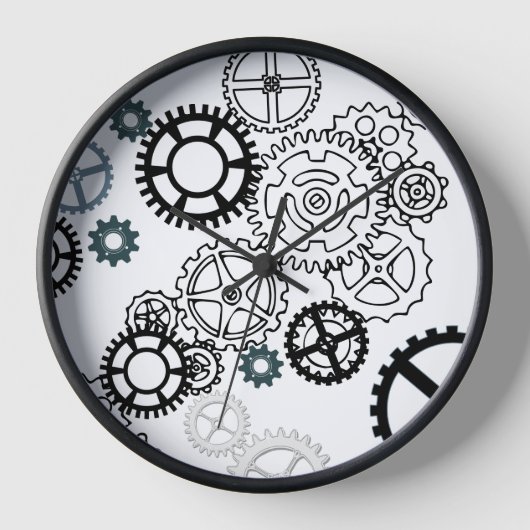 Blau-graues weißes Muster für Boys Room Dekoration Uhr (Vorderseite)