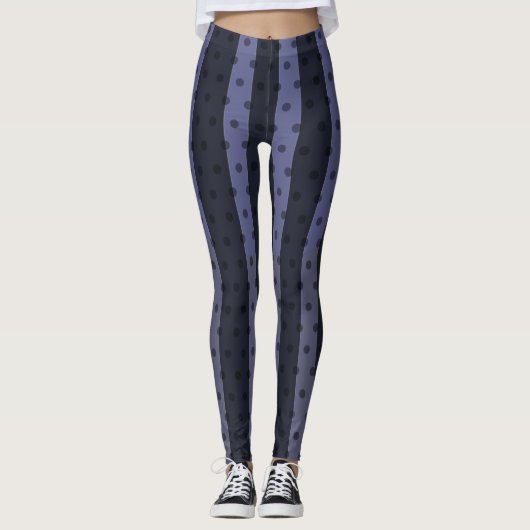 Blau/Graustreifen Polka Dot Leggings (Vorderseite)