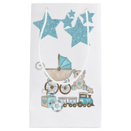 BLAU & GRAY BABY BOY TEDDY BEAR TRAINS BALLS KLEINE GESCHENKTÜTE