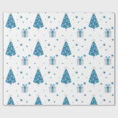 BLAU & GRAY CHRISTMAS BÄUME & PRÄSENTE GESCHENKPAPIER (Flach)