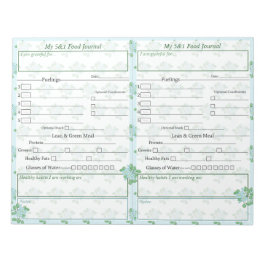 Blau | Green Floral 5 and 1 Food Journal Pages Notizblock
