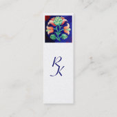BLAU GREEN FLORAL Stilisierte rosa Blume Weiße Per Mini Visitenkarte (Rückseite)