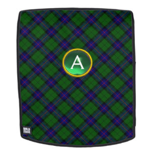 BLAU GREEN SCOTTISH TARTAN UND GEM STONE MONOGRAMM RUCKSACK