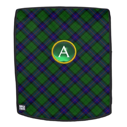 BLAU GREEN SCOTTISH TARTAN UND GEM STONE MONOGRAMM RUCKSACK (Abnehmbare Front)