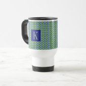 BLAU GREEN STRICK Travel Mug + Initial II Reisebecher (Vorderseite Links)
