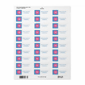 Blau-griechisches Schlüsselmuster rosa Monogramm-R (Vorne)
