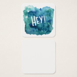 Blau, grün, Aquamarine Wasserfarbe mit "Hey!" Noti