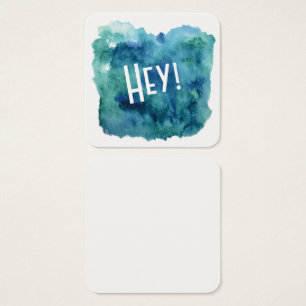 Blau, grün, Aquamarine Wasserfarbe mit "Hey!" Noti