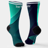 Blau & Grün | Benutzerdefinierter Name Socken (Gewinkelt)