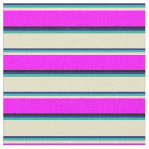 Blau, grün, blass Goldenrod, Fuchsia & Black Stoff
