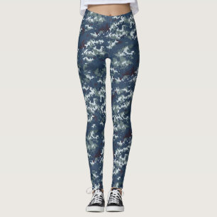 Blau grün/braun Camouflage Frauen Leggings