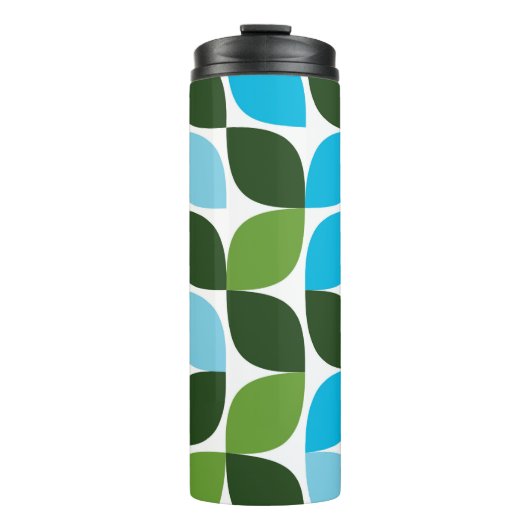 Blau, grün, cool, trendig, moderne Natur abstrakt Thermosbecher (Vorderseite)