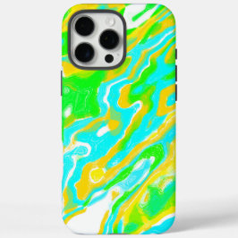 Blau-grün-gelb Abstrakt-Marmorflüssigkeit iPhone 16 Pro Max Hülle