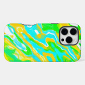 Blau-grün-gelb Abstrakt-Marmorflüssigkeit iPhone Hülle (Rückseite (Horizontal))