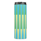 Blau Grün Gelb Streifen Muster Thermosbecher (Rückseite)