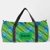 Blau Grün Gelb Zickzack Duffle Bag (Rückseite)