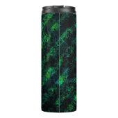 Blau, grün gestreift, Hintergrund mit Weichzeichnu Thermosbecher (Rückseite)