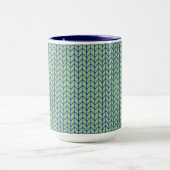 BLAU GRÜN GESTRICKT Navy Combo Becher Tasse (Zentrum)