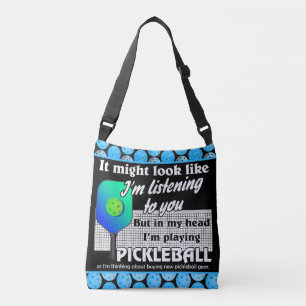 Blau grün in meinem Kopf Ich spiele Pickleball Cou Tragetaschen Mit Langen Trägern