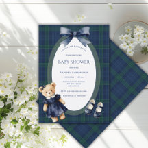 Blau-grün karierter kleiner Lady-Bär Vintage-Mädch