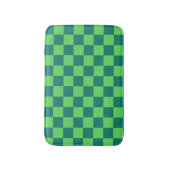 Blau Grün kariertes Gingham-Muster Badematte (Vorderseite Vertikal)