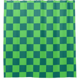 Blau-grün kariertes Gingham-Muster Duschvorhang