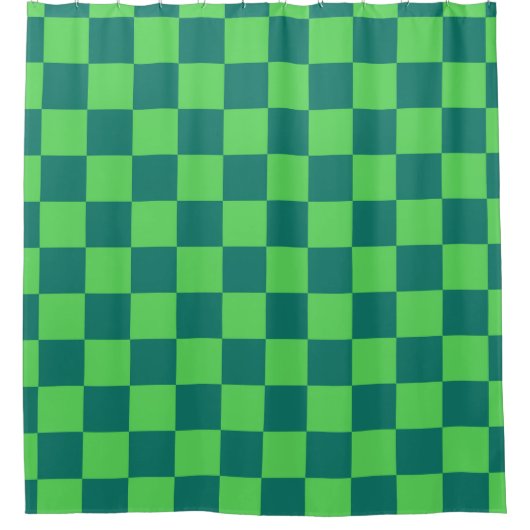 Blau-grün kariertes Gingham-Muster Duschvorhang (Vorderseite)