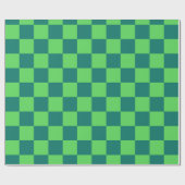 Blau Grün kariertes Gingham-Muster Geschenkpapier (Flach)