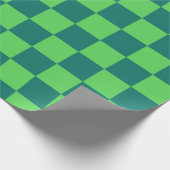 Blau Grün kariertes Gingham-Muster Geschenkpapier (Ecke)