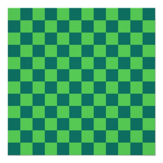 Blau-grün kariertes Gingham-Muster Poster (Vorderseite)