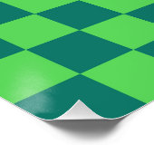 Blau-grün kariertes Gingham-Muster Poster (Ecke)