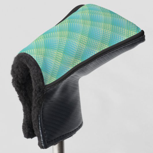 Blau Grün Karo abstraktes Muster Golf Headcover (3/4 Vorderseite)