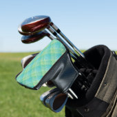Blau Grün Karo abstraktes Muster Golf Headcover (In Situ)