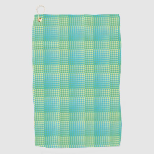 Blau Grün Karo abstraktes Muster Golfhandtuch (Vorderseite)