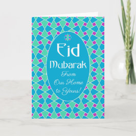 Blau, Grün, Lila Eid Card, islamisches Muster Feiertagskarte