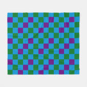 Blau Grün Lila Karomuster Design  Fleecedecke (Vorderseite (Horizontal))