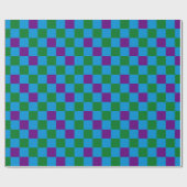 Blau Grün Lila Karomuster Design  Geschenkpapier (Flach)