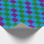 Blau Grün Lila Karomuster Design  Geschenkpapier (Ecke)