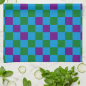Blau Grün Lila Karomuster Design  Geschirrtuch (Gefaltet)