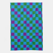 Blau Grün Lila Karomuster Design  Geschirrtuch (Vertikal)