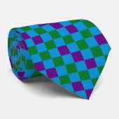 Blau Grün Lila Karomuster Design  Krawatte (Gerollt)