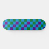 Blau Grün Lila Karomuster Design  Skateboard (Horizontal)
