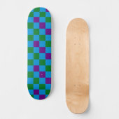 Blau Grün Lila Karomuster Design  Skateboard (Vorderseite)