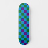 Blau Grün Lila Karomuster Design  Skateboard (Vorderseite)